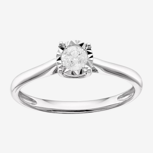 Engagement Ring 9ct White Gold Illusion Set Solitaire 0.20ct Diamond Ring