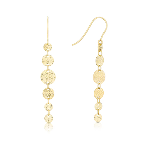 9ct Yellow Gold Disc Chain Drop Earrings