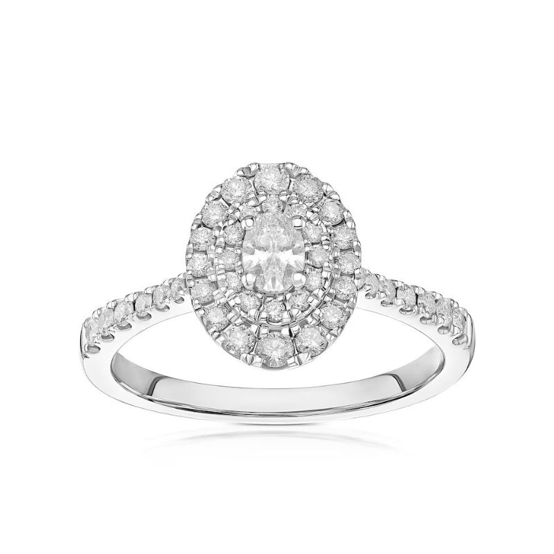 Engagement Ring Platinum Oval Double Halo 0.50ct Diamond Ring Engagement Ring Platinum Oval Double Halo 0.50ct Diamond Ring