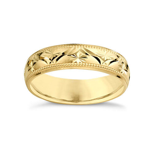 9ct Yellow Gold Women's Patterned Wedding Band