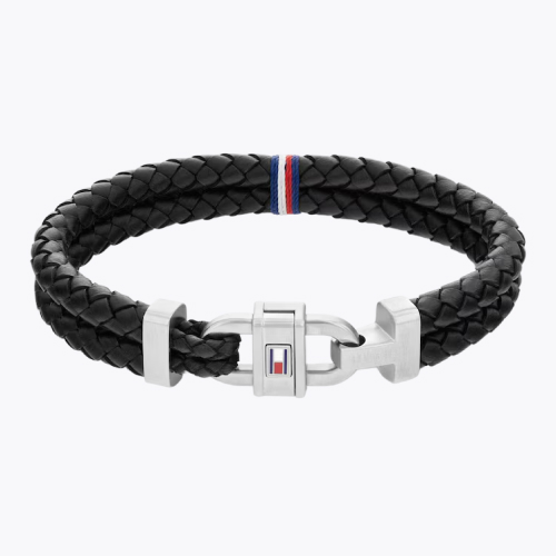 Tommy Hilfiger Men's Black Leather Bracelet Tommy Hilfiger Men's Black Leather Bracelet