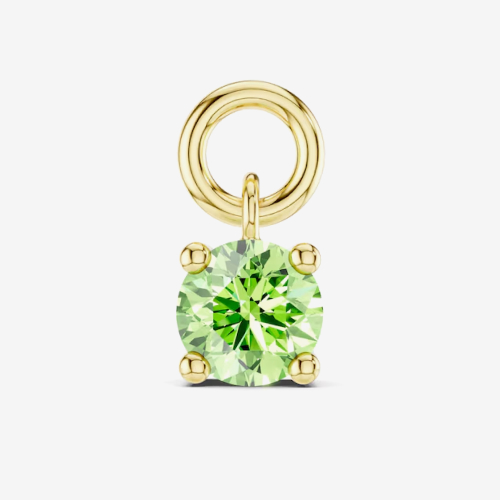 mila green Sterling Silver 18ct Gold Vermeil Plated Created Peridot Round Solitaire Earring Charm