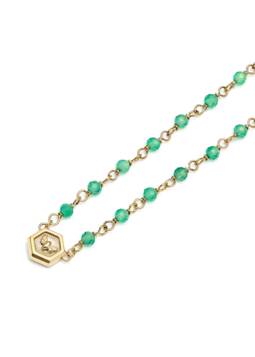 Olivia Burton Minima Bee Women's Green Agate Beaded Charm Jewellery