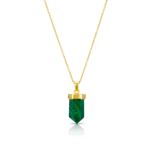 Men's Sterling Silver & 18ct Gold Plated Vermeil Malachite Pendant