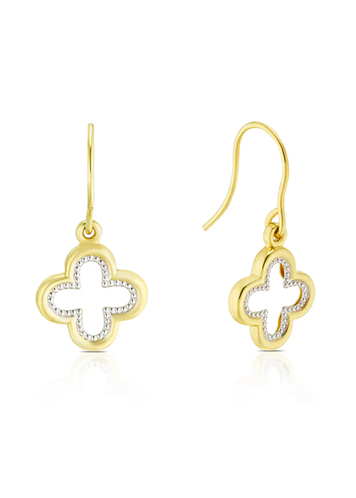 Sterling Silver & 9ct Gold Bonded Two Tone Clover Drop Earrings
