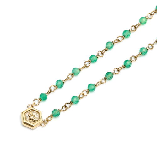 Olivia Burton Minima Bee Women's Green Agate Beaded Charm Jewellery