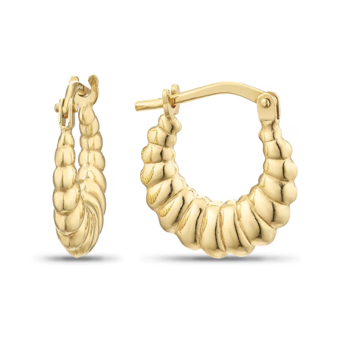 Sterling Silver & 9ct Gold Bonded Rope Pattern Hoop Earrings