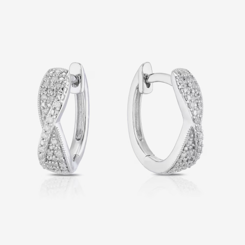 Sterling Silver 0.10ct Diamond Hoop Earrings