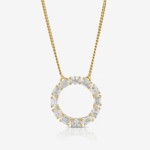 Harriet Sterling Silver & 18ct Yellow Gold Plated Vermeil 0.50ct Lab Grown Diamond Round & Oval Open Circle Pendant