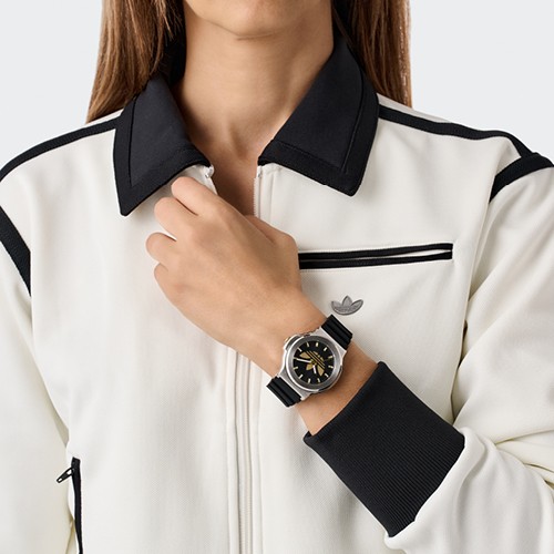 adidas Originals Expression Three Black Dial Black Silicone Strap Watch