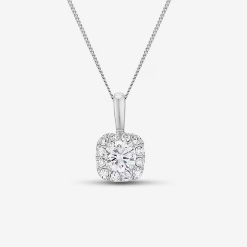 Harriet Sterling Silver 0.25ct Lab-Grown Diamond Halo Pendant Necklace