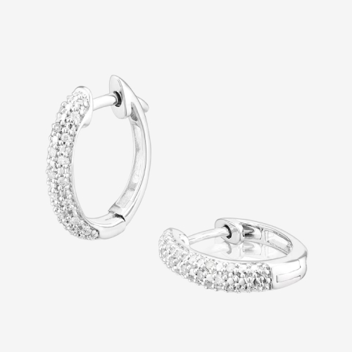 Sterling Silver 0.10ct Diamond Dome Hoop Earrings