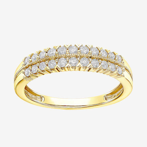 9ct Yellow Gold Double Row Eternity 0.33ct Diamond Ring