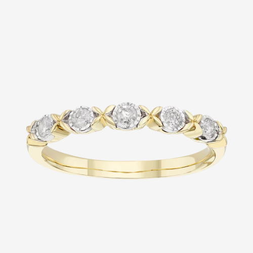 9ct Yellow & White Gold Kiss Eternity 0.15ct Diamond Ring