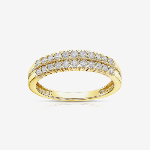 9ct Yellow Gold Double Row Eternity 0.33ct Diamond Ring
