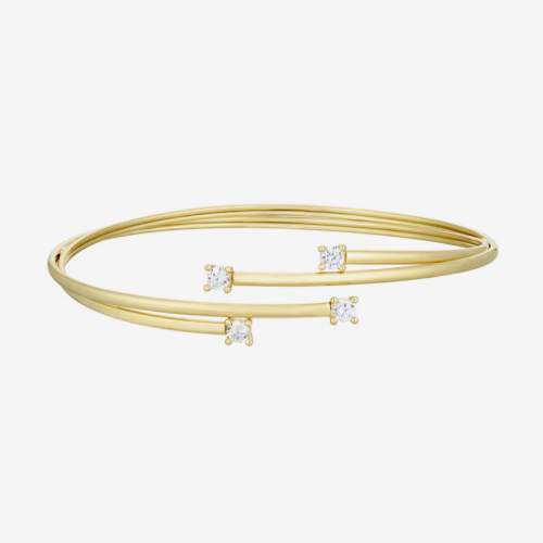 Together Silver & 9ct Bonded Gold Crossover Cubic Zirconia Bangle
