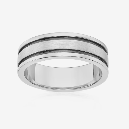 Sterling Silver Men's Black Detail Ring
