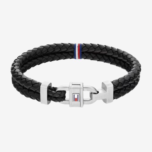 Tommy Hilfiger Men's Black Leather Bracelet