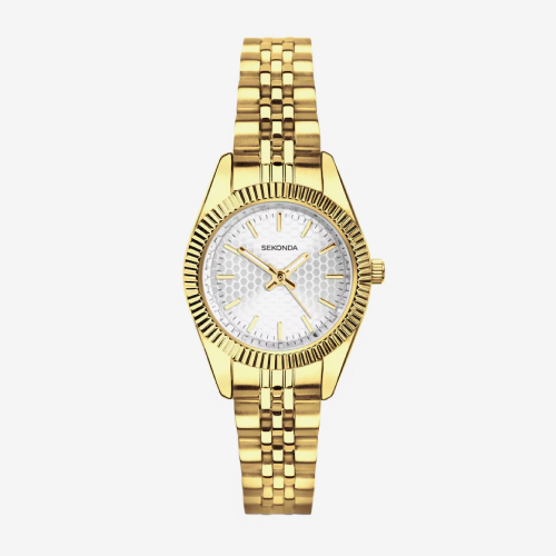 Sekonda Francis Women's Stone Set Silver Tone Dial Gold Tone Stainless Steel Bracelet Watch