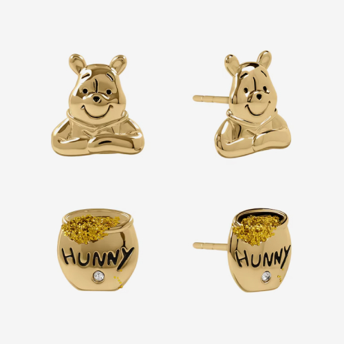 Disney Winnie The Pooh Golden Duo Earrings Set