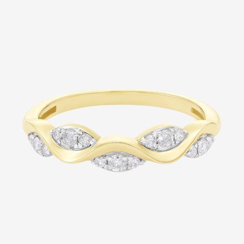 9ct Yellow Gold Waved Eternity 0.20ct Diamond Ring