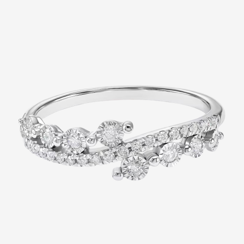 9ct White Gold Wave Eternity 0.15ct Diamond Ring