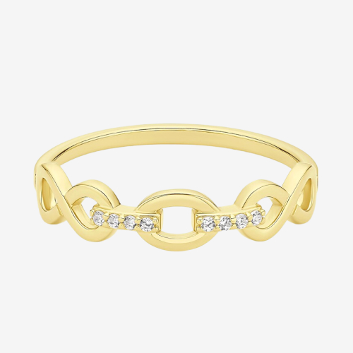 Yellow Gold Plated Sterling Silver Cubic Zirconia Infinity Link Ring