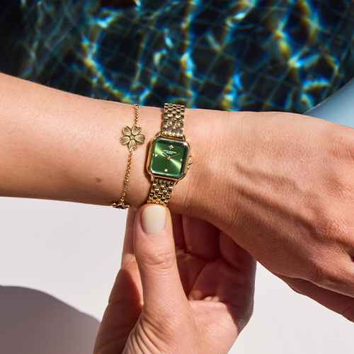 Olivia Burton Mini Grosvenor Women's Green Dial & Two-Tone Bracelet Watch
