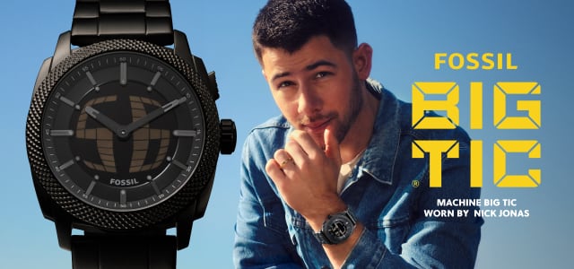 Fossil Men's Machine Big Tic Black Dial Black Stainless Steel Bracelet Watch