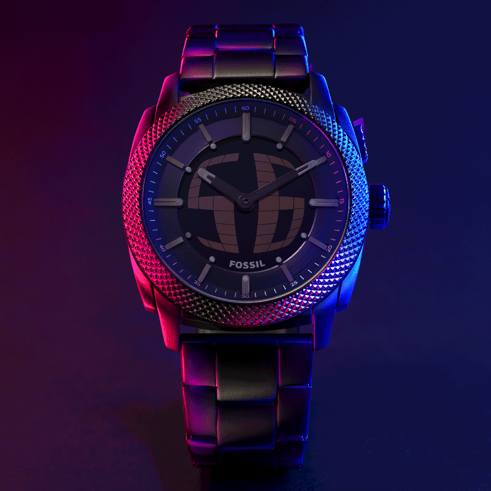 Fossil Men's Machine  Big Tic Black Dial  Black Stainless Steel Bracelet Watch