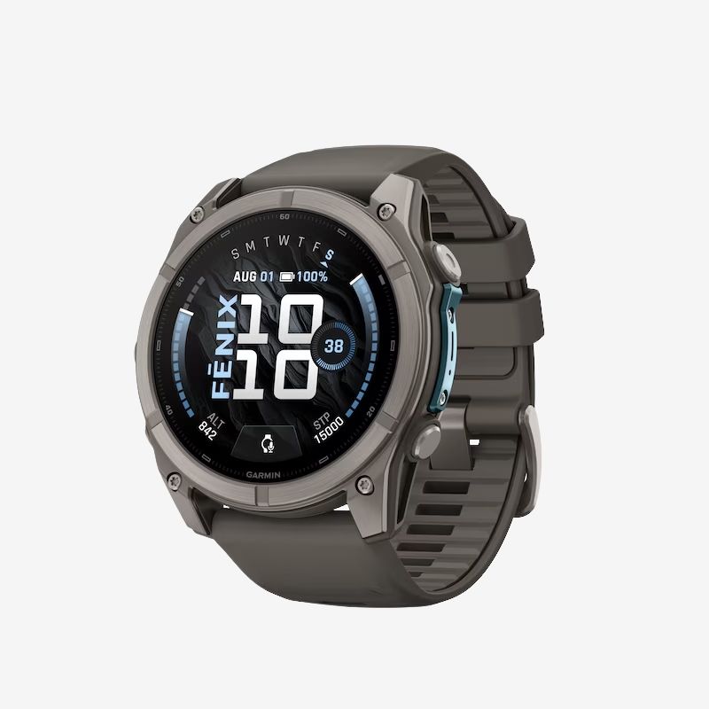 Garmin fēnix® 9 47mm & 51mm Titanium Black Dial Pebble Grey Silicone Strap Watch