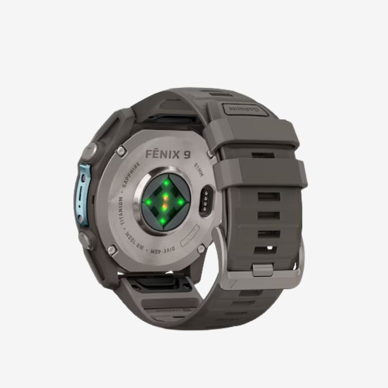 Garmin fēnix® 9 47mm & 51mm Titanium Black Dial Pebble Grey Silicone Strap Watch