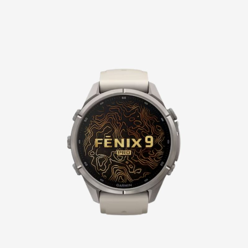 Garmin fēnix® 9 Pro inReach 43mm Titanium Black Dial Fog Grey Silicone Strap Watch