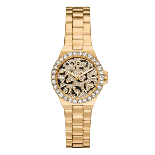 Michael Kors Lennox Ladies' Cheetah Enamel Gold Tone Stainless Steel Watch