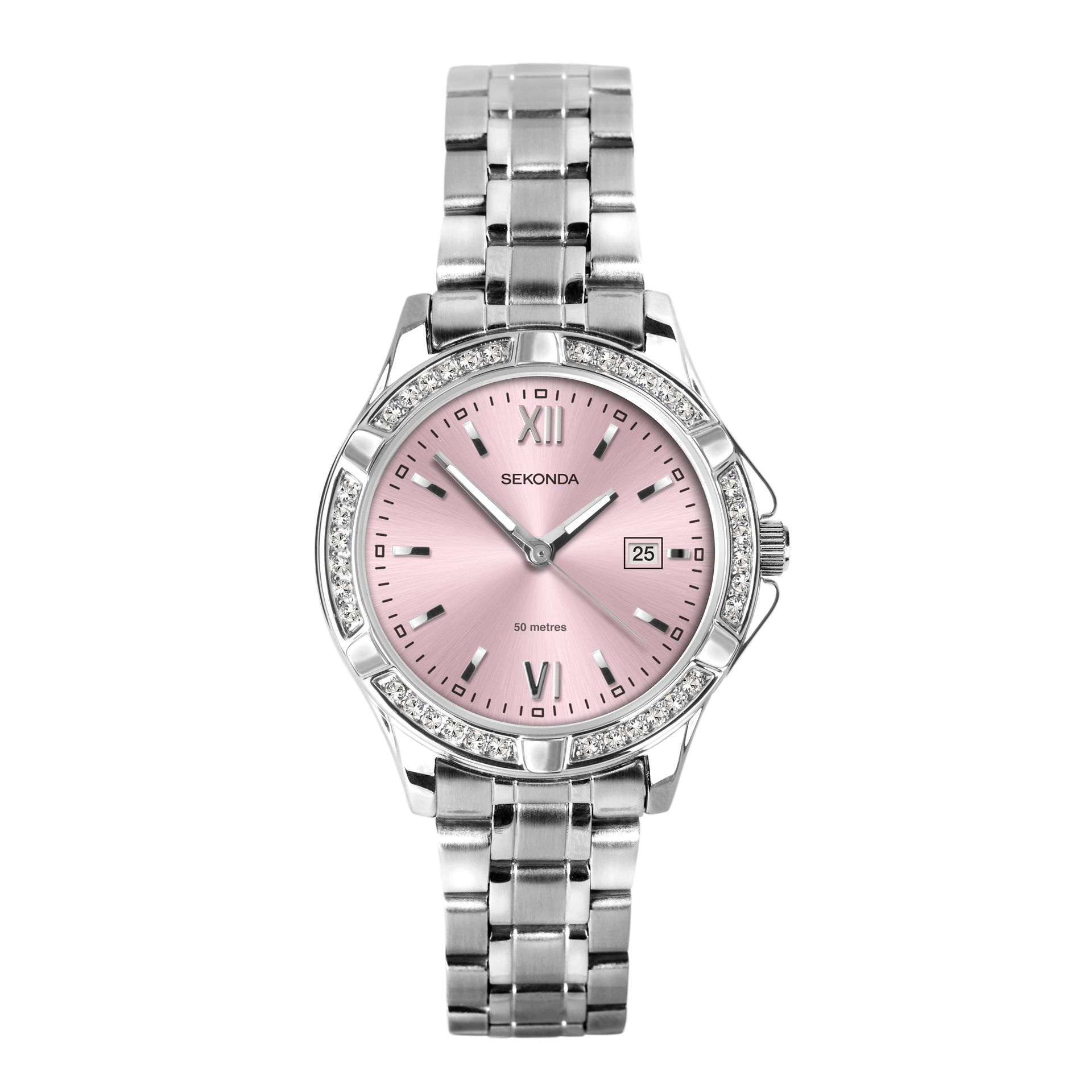 Crystal Ladies’ Stainless Steel Bracelet Watch