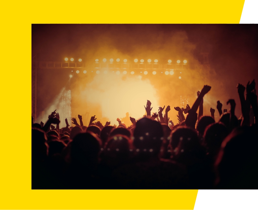 Music festival crowd cheering