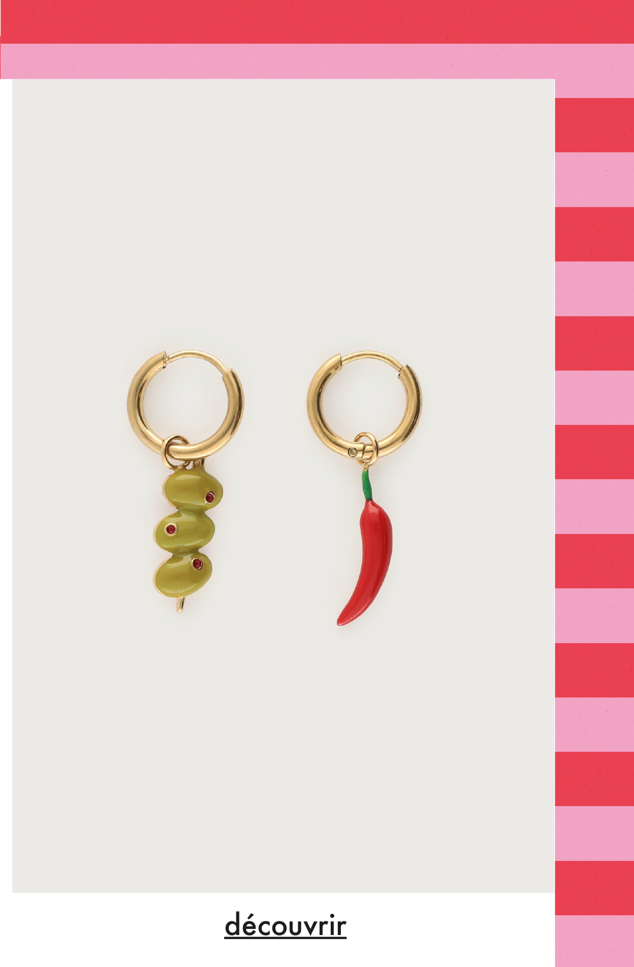 Boucles d’oreilles Ciao piment rouge et olives
