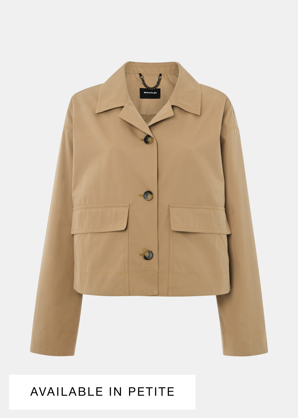 Neutral Short Cotton Trench Jacket