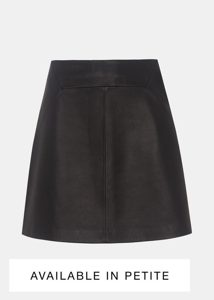 Black Leather A Line Skirt