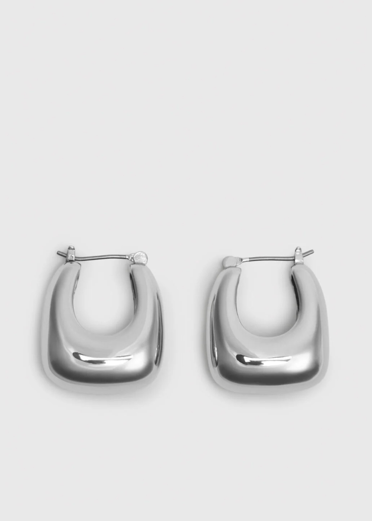 Silver Chunky Curved Square Earring