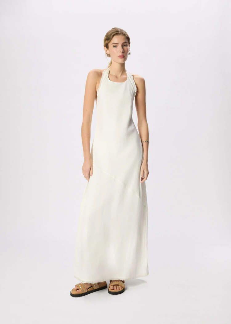 White Linen Halter Neck Dress