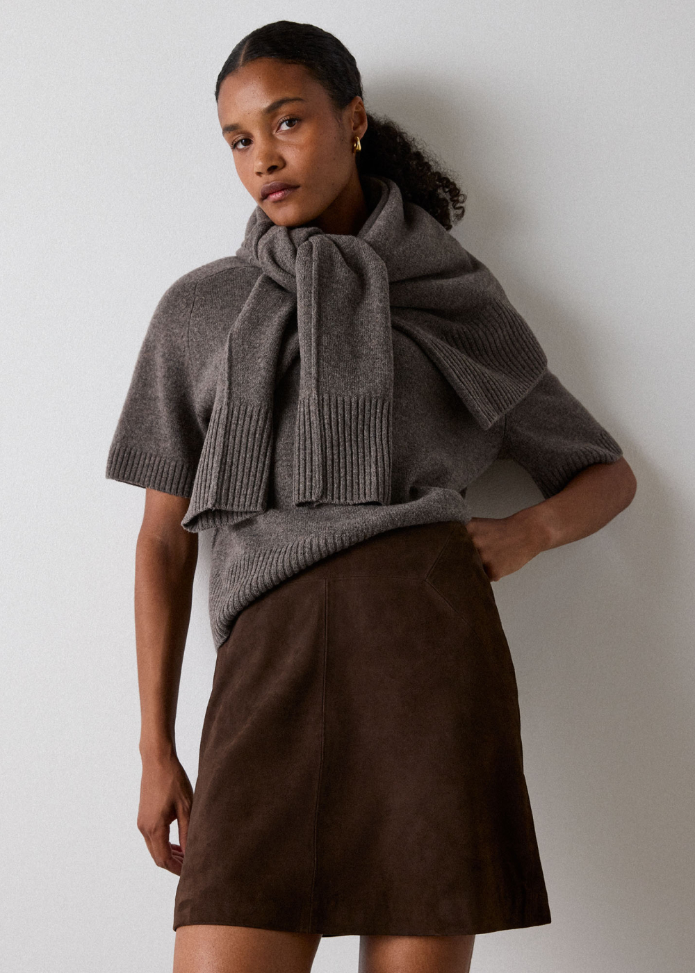 Chocolate Suede A Line Skirt