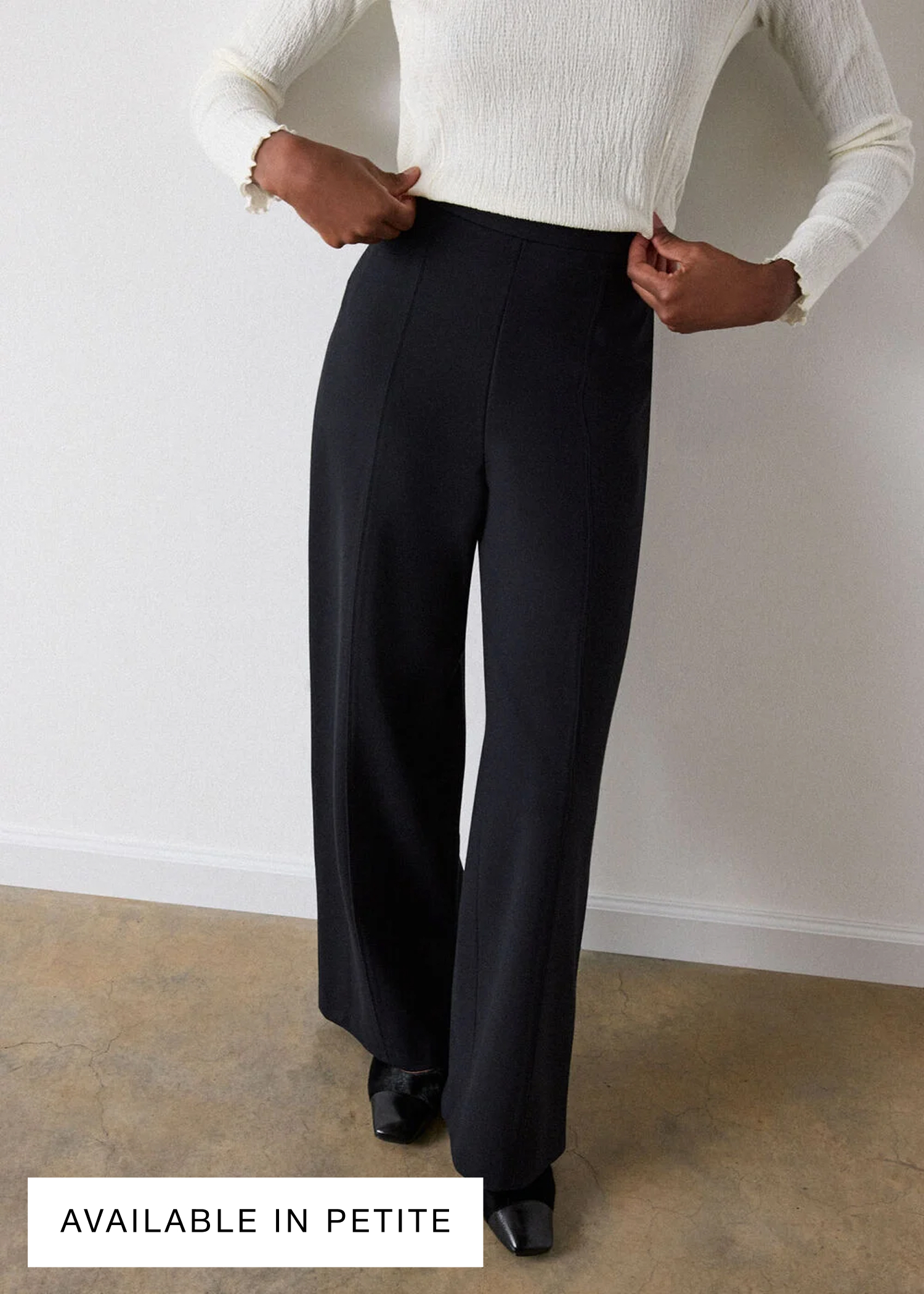 Black Ponte Wide Leg Trouser