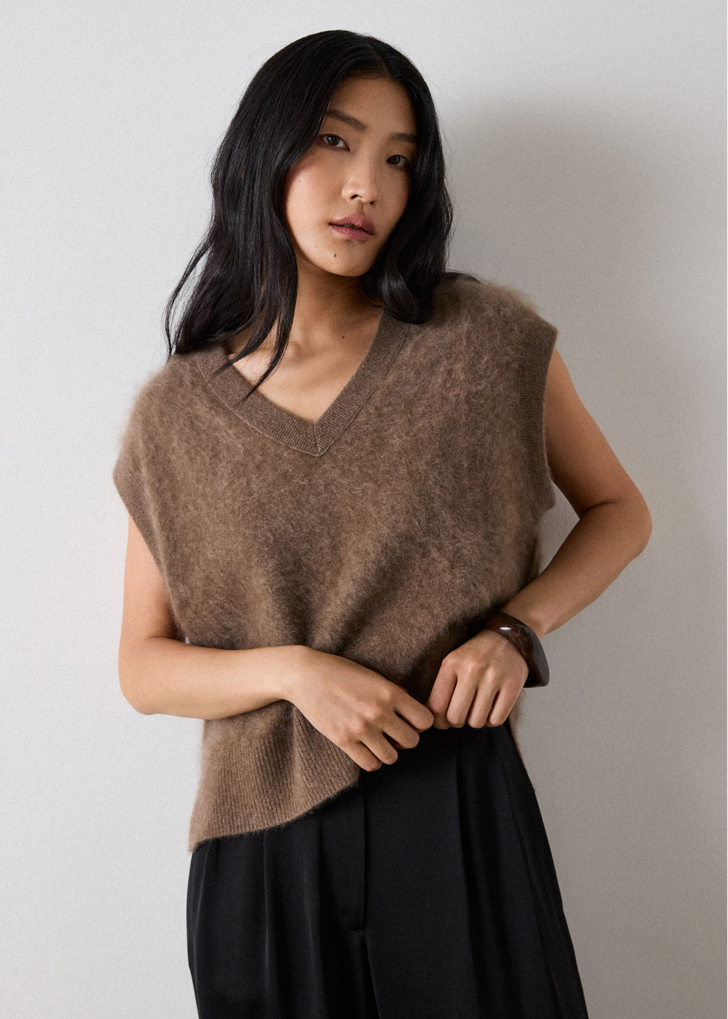 Camel Brushed Cashmere Tank