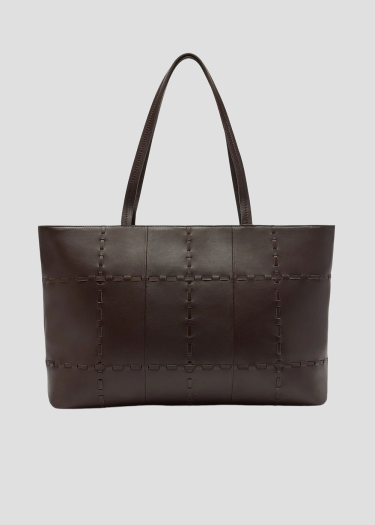 Chocolate Whipstitch Tote Bag