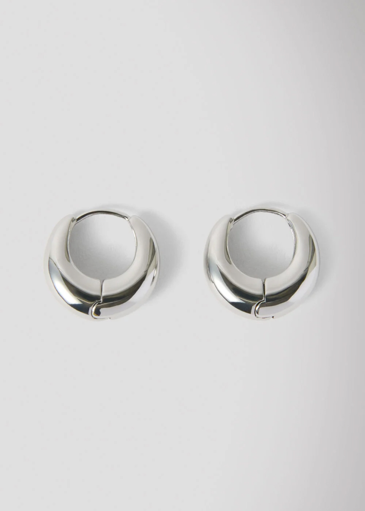 Silver Curved Huggie Hoop
