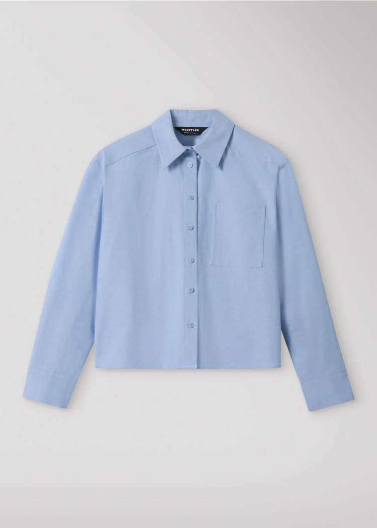 Pale Blue Boxy Oxford Cotton Shirt