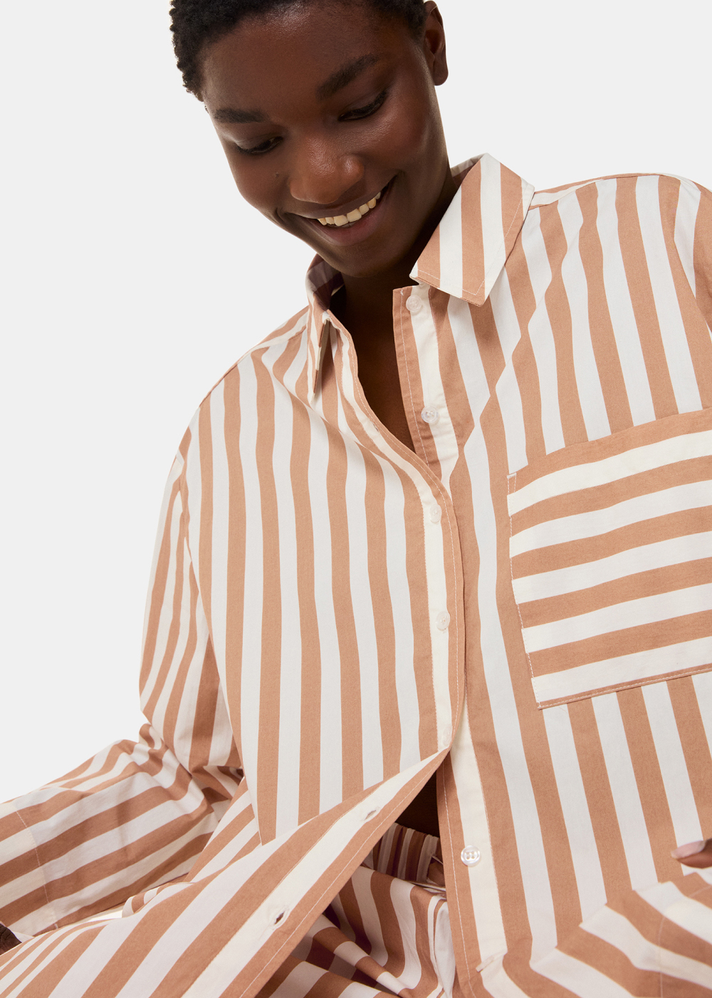 Ivory Cotton Stripe Pyjama Shirt