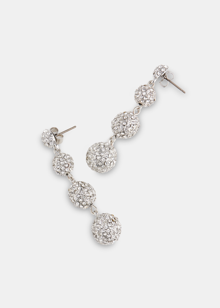 Silver Diamante Sphere Drop Earring