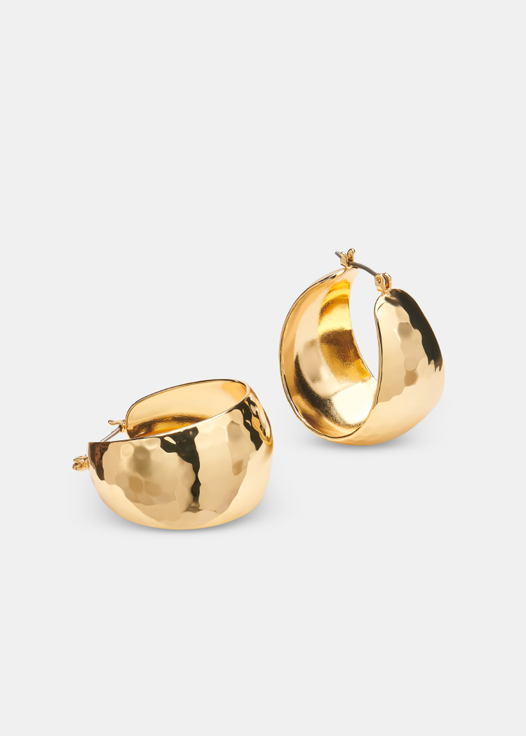 Gold Textured Curved Earring